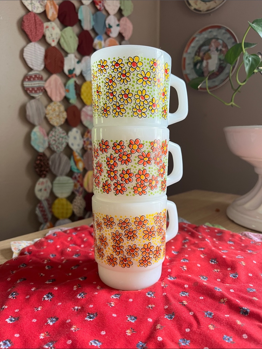SET OF 3 MILK GLASS ANCHOR KOCKING FIRE KING 1970’s